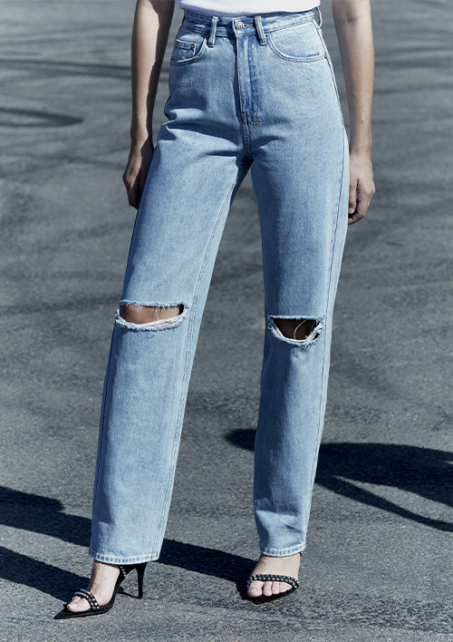 Buy Blue High Rise Ripped Skinny Jeans For Women - ONLY